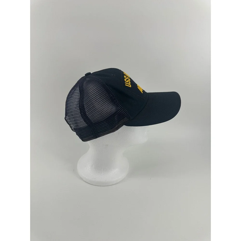 Vintage New Era USS Hector AR-7 Trucker Hat Navy Blue Snapback Made in‎ USA